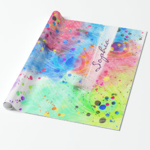 Koel waterverven pauw veren abstract patroon cadeaupapier