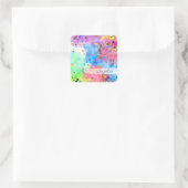 Koel waterverven pauw veren abstract patroon vierkante sticker (Tas)