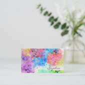 Koel waterverven pauw veren abstract patroon visitekaartje (Staand voorkant)