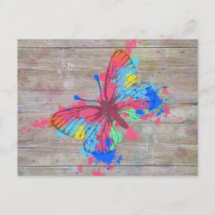 Koel waterverven splatten  vlinder briefkaart
