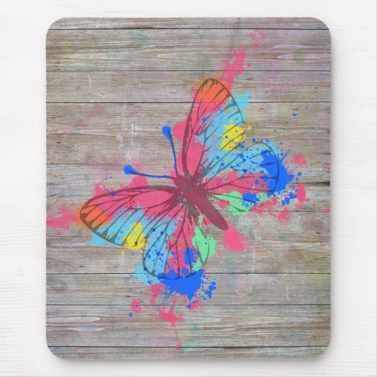 Koel waterverven splatten  vlinder muismat (Voorkant)