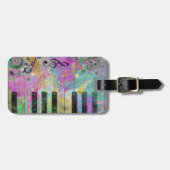 Koel Waterverven Spletters kleurrijke piano Bagagelabel (Voorkant horizontaal)