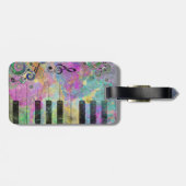 Koel Waterverven Spletters kleurrijke piano Bagagelabel (Achterkant horizontaal)