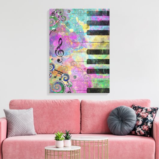 Koel Waterverven Spletters kleurrijke piano Canvas Afdruk (Insitu (Woonkamer))