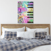 Koel Waterverven Spletters kleurrijke piano Canvas Afdruk (Insitu (Slaapkamer))