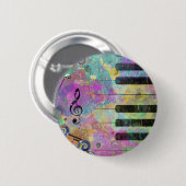 Koel Waterverven Spletters kleurrijke piano Ronde Button 5,7 Cm (Voorkant /achterkant)