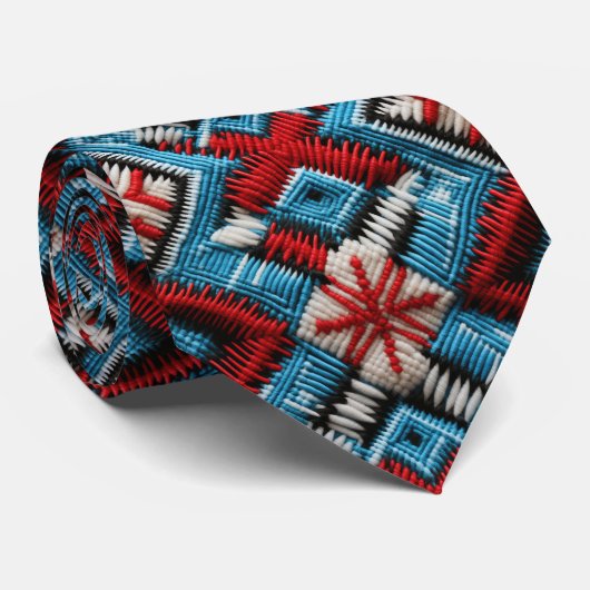 Koel Western borduurwerk tegelpatroon Stropdas (Opgerold)