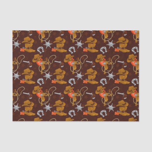 Koel Western cowboypatroon getild Tissuepapier (Voorkant)