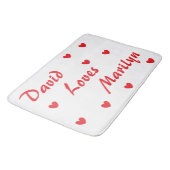 Koel wit en rood met harten badmat (Gekanteld)