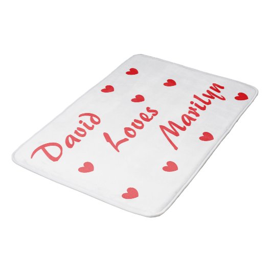 Koel wit en rood met harten badmat (Gekanteld)