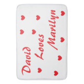 Koel wit en rood met harten badmat (Voorkant Verticaal)