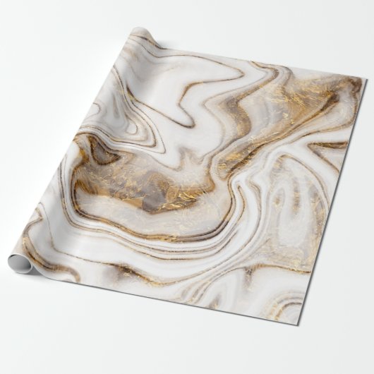 Koel Wit Goud Marmer Textuur Omhulsel Cadeaupapier (Uitgerold)