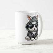 Koel wit konijn in hoodie en zonnebril koffiemok (Voorkant rechts)