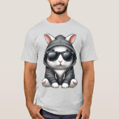 Koel wit konijn in hoodie en zonnebril t-shirt (Voorkant)