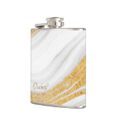Koel wit marmer goud glitters heupfles (Links)