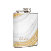 Koel wit marmer goud glitters heupfles (Rechts)