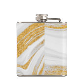 Koel wit marmer goud glitters heupfles (Achterkant)