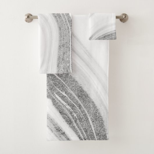 Koel wit marmer stenen zilver glitters bad handdoek (Insitu)