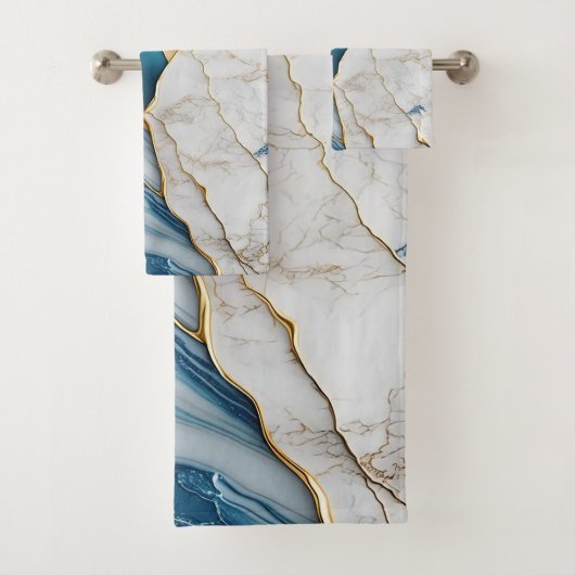 Koel wit turquoise marmeren steen goud bad handdoek (Insitu)