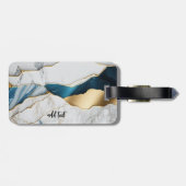 Koel wit turquoise marmeren steen goud bagagelabel (Achterkant horizontaal)