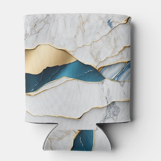 Koel wit turquoise marmeren steen goud blikjeskoeler (Achterkant)