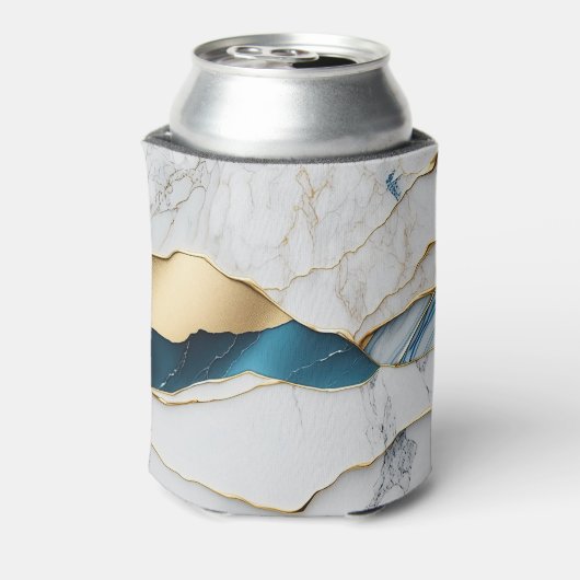 Koel wit turquoise marmeren steen goud blikjeskoeler (Blikje Achterkant)