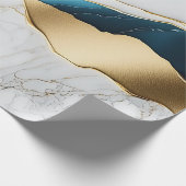 Koel wit turquoise marmeren steen goud cadeaupapier (Hoek)