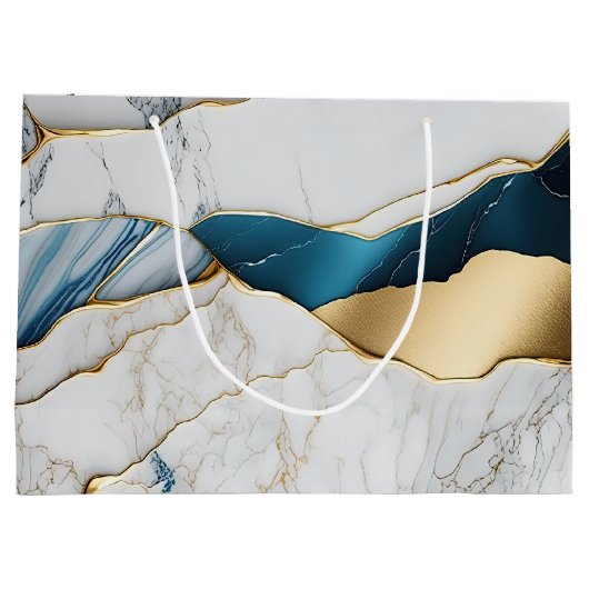 Koel wit turquoise marmeren steen goud groot cadeauzakje (Achterkant)