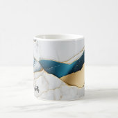 Koel wit turquoise marmeren steen goud koffiemok (Center)