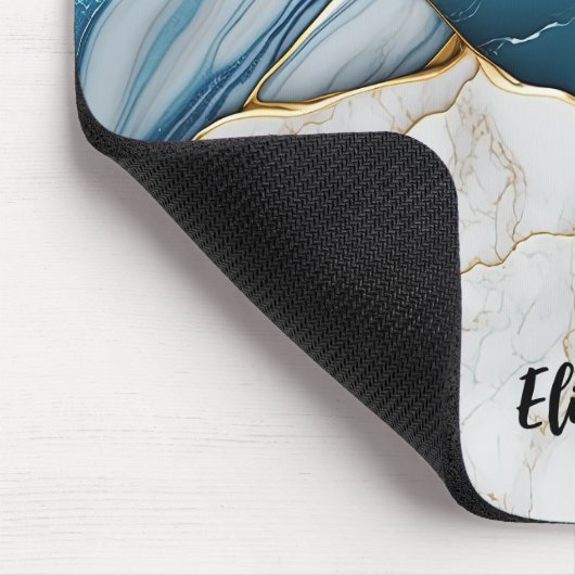 Koel wit turquoise marmeren steen goud muismat (Hoek)