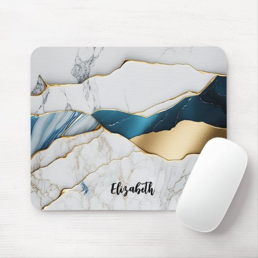 Koel wit turquoise marmeren steen goud muismat (Met muis)