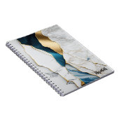 Koel wit turquoise marmeren steen goud notitieboek (Rechterzijde)