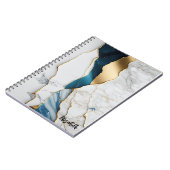 Koel wit turquoise marmeren steen goud notitieboek (Linkerzijde)