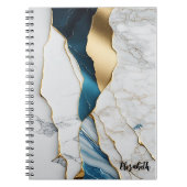 Koel wit turquoise marmeren steen goud notitieboek (Voorkant)