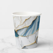 Koel wit turquoise marmeren steen goud papieren bekers (Achterkant)