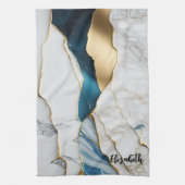 Koel wit turquoise marmeren steen goud theedoek (Verticaal)