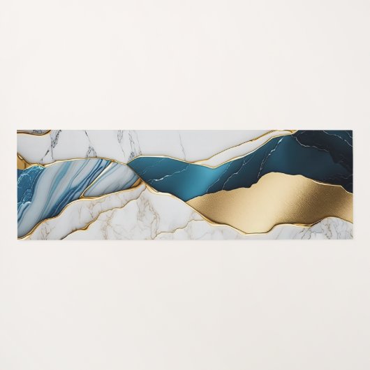 Koel wit turquoise marmeren steen goud yogamat (Achterkant (horizontaal))