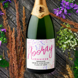 Koel Witte Confetti Afstudeerfeest Sparkling Wijnetiket