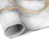 Koel Witte Gouden Marmer Textuur Cadeaupapier (Rol Hoek)