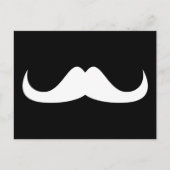 Koel Witte Handlebar snor op Zwart Briefkaart (Voorkant)