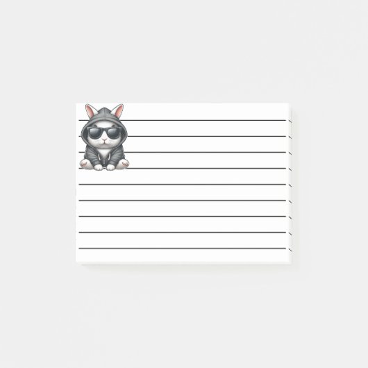 Koel Witte Konijn in Hoodie en Zonnebril Post-it® Notes (Voorkant)
