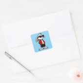 Koel Witte Konijn in Rode Jas Vierkante Sticker (Envelop)
