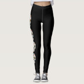 Koel witte schedel silhouet Halloween legging (Voorkant)