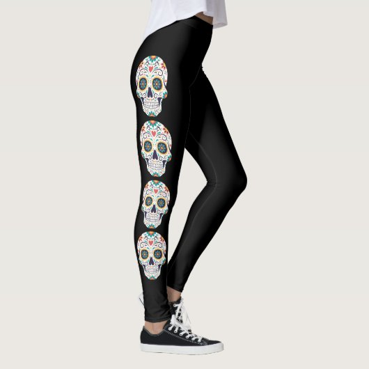Koel witte schedel silhouet Halloween legging (Rechts)
