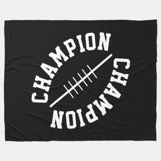 Koel Witte Schuine CHAMPION Vormtekst Op Zwart Fleece Deken (Voorkant (Horizontaal))