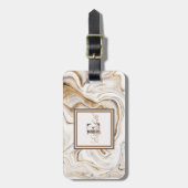 Koel witte steen marmer textuur, Monogram Bagagelabel (Voorkant verticaal)