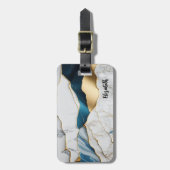 Koel Witte Turquoise Marmer Steen Goud Bagagelabel (Voorkant verticaal)
