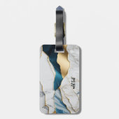Koel Witte Turquoise Marmer Steen Goud Bagagelabel (Achterkant verticaal)