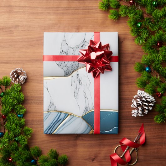 Koel Witte Turquoise Marmer Steen Goud Cadeaupapier (Feestdagen Geschenken)