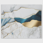 Koel Witte Turquoise Marmer Steen Goud Cadeaupapier (Vlak)